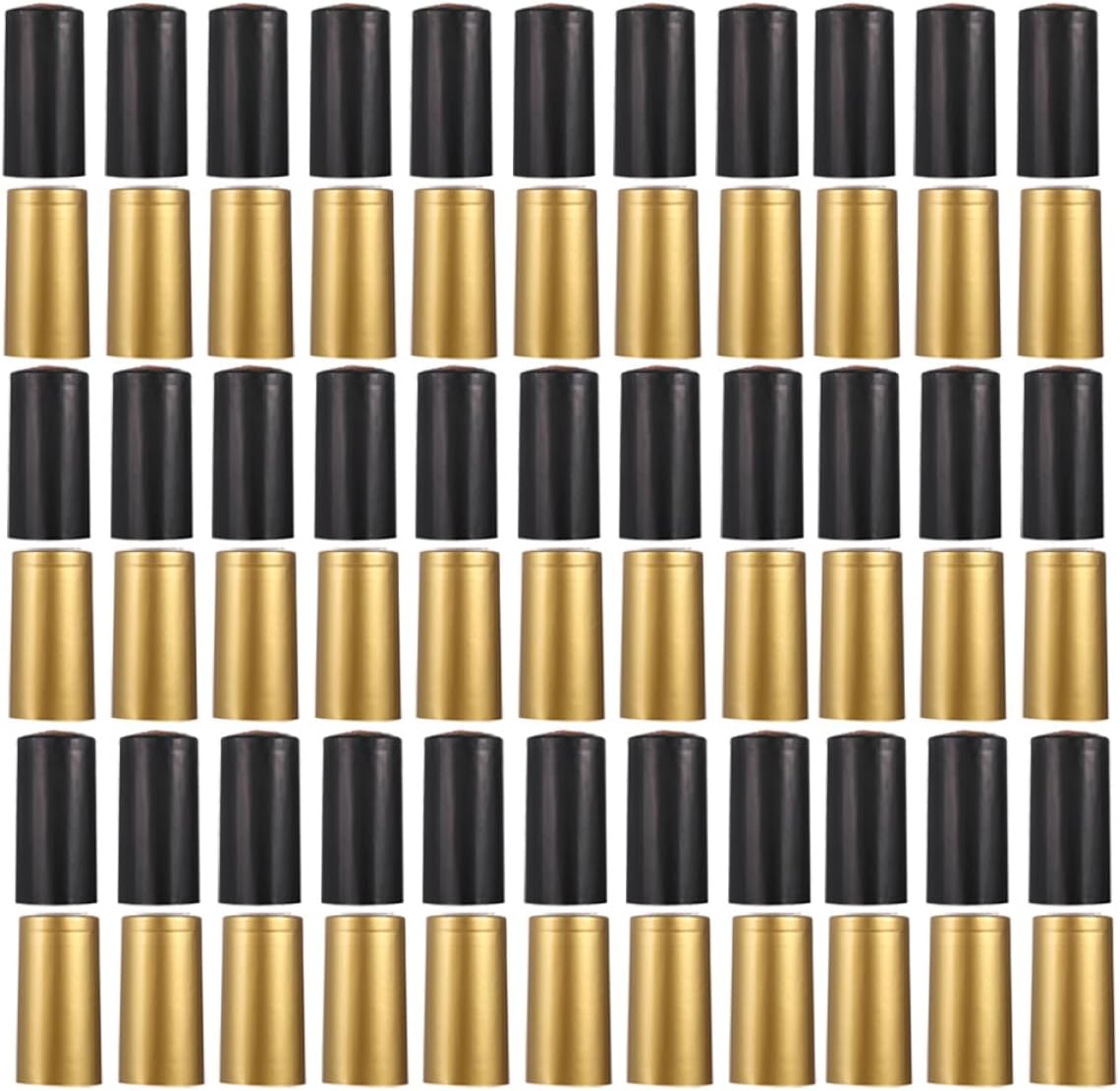 400pcs Heat Shrink Caps Wine Bottle Seals Pvc Shrink Wrap Sleeves Black and Gold for Home Wine Storage and Bottling Supplies