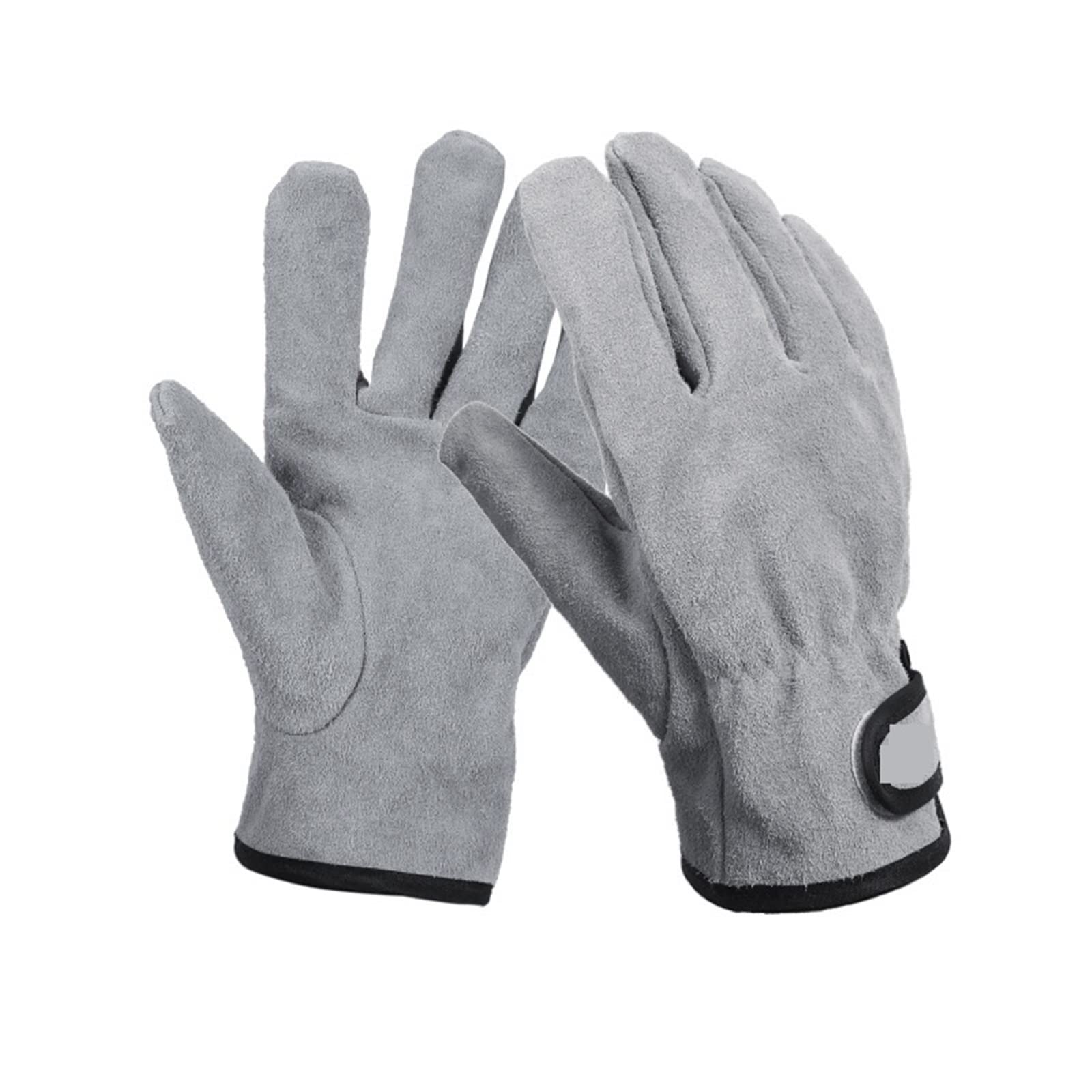 Gants de Barbecue d'extérieur en Cuir à Deux Couches, résistants au feu et à la Chaleur, Gants de Cuisine antidérapants et résistants à l'usure(Grau)