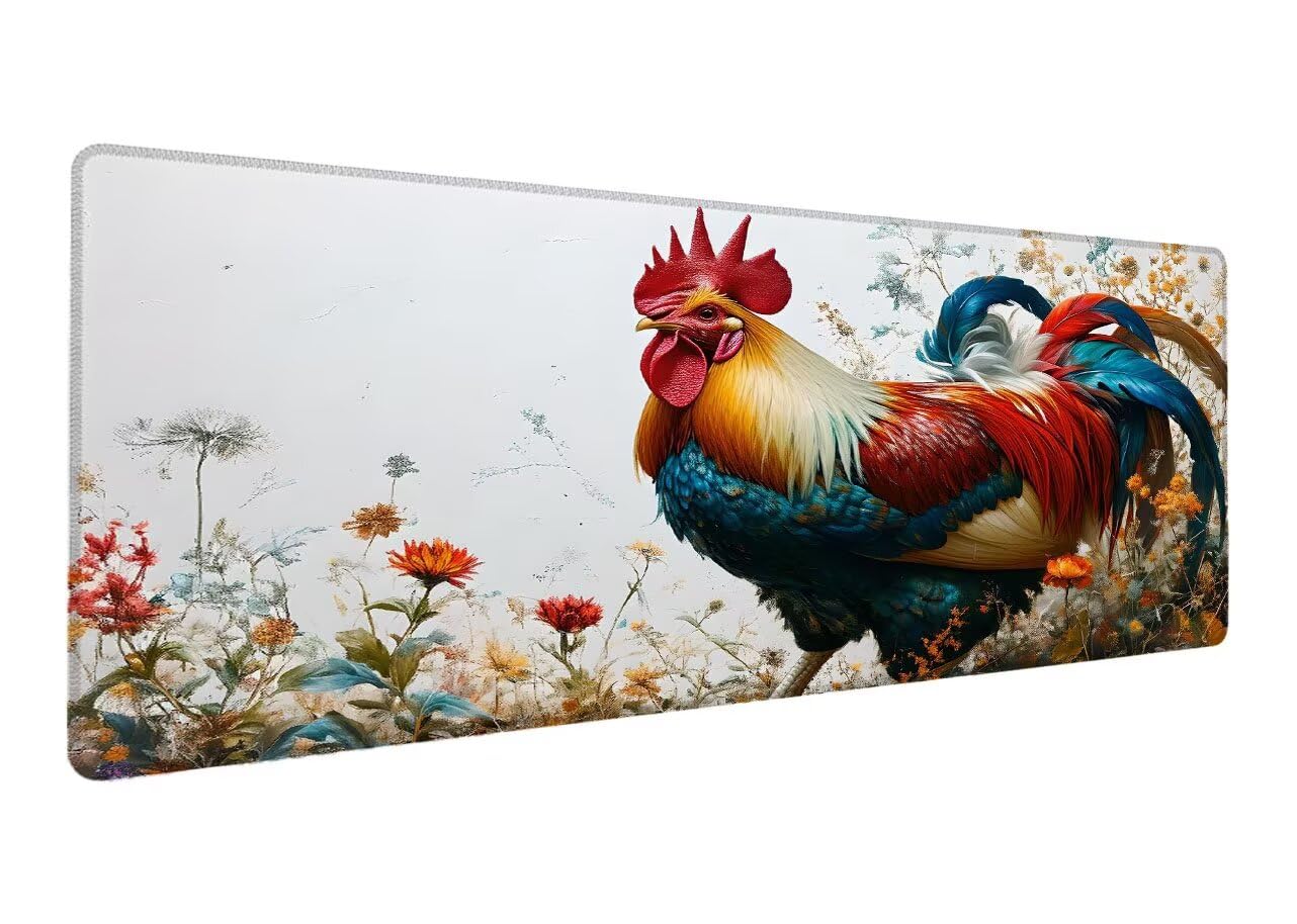 Podkładka pod mysz do gier z kurczakiem, podkładka pod mysz XXL 1000 x 500 x 3 mm, rozszerzona podstawa antypoślizgowa mata biurowa, wodoodporna powierzchnia, szyte krawędzie, zmywalna podkładka pod