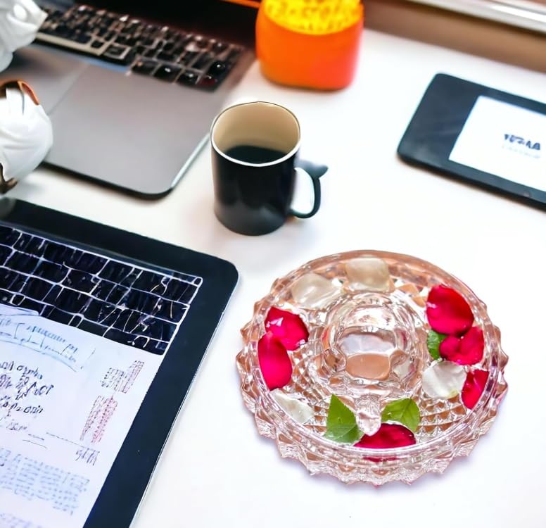 Image of Vastu Feng Shui Crystal Turtle Tortoise with Water Plate for Good Luck Wealth Prosperity Career Growth Home Office Decor Vastu Remedies Feng Shui Tortoise