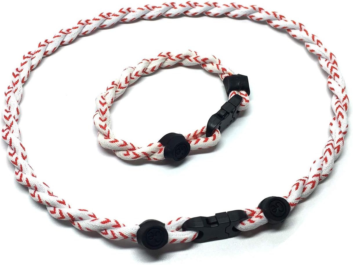 CEBUY'CEBUY 2 Rope Braided Tornado Titanium Sport Baseball Necklace 18'' & Bracelet 7'''