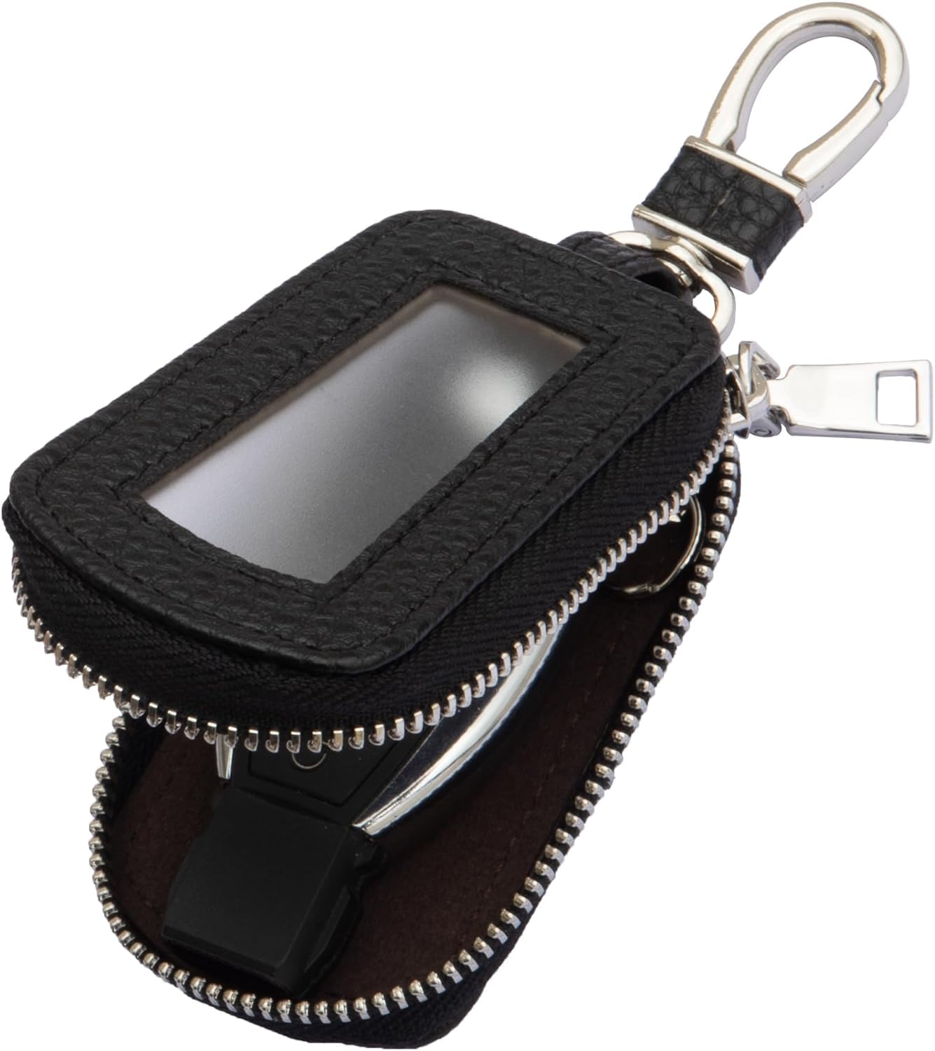 YUNWDFCA Car Key Holder With Zipper Protection For Acura TSX II (Cu2) 2009 2010 2011 Sedan, Leather Key Fob Case Water Proof Car Remote Control Protective Case,Black