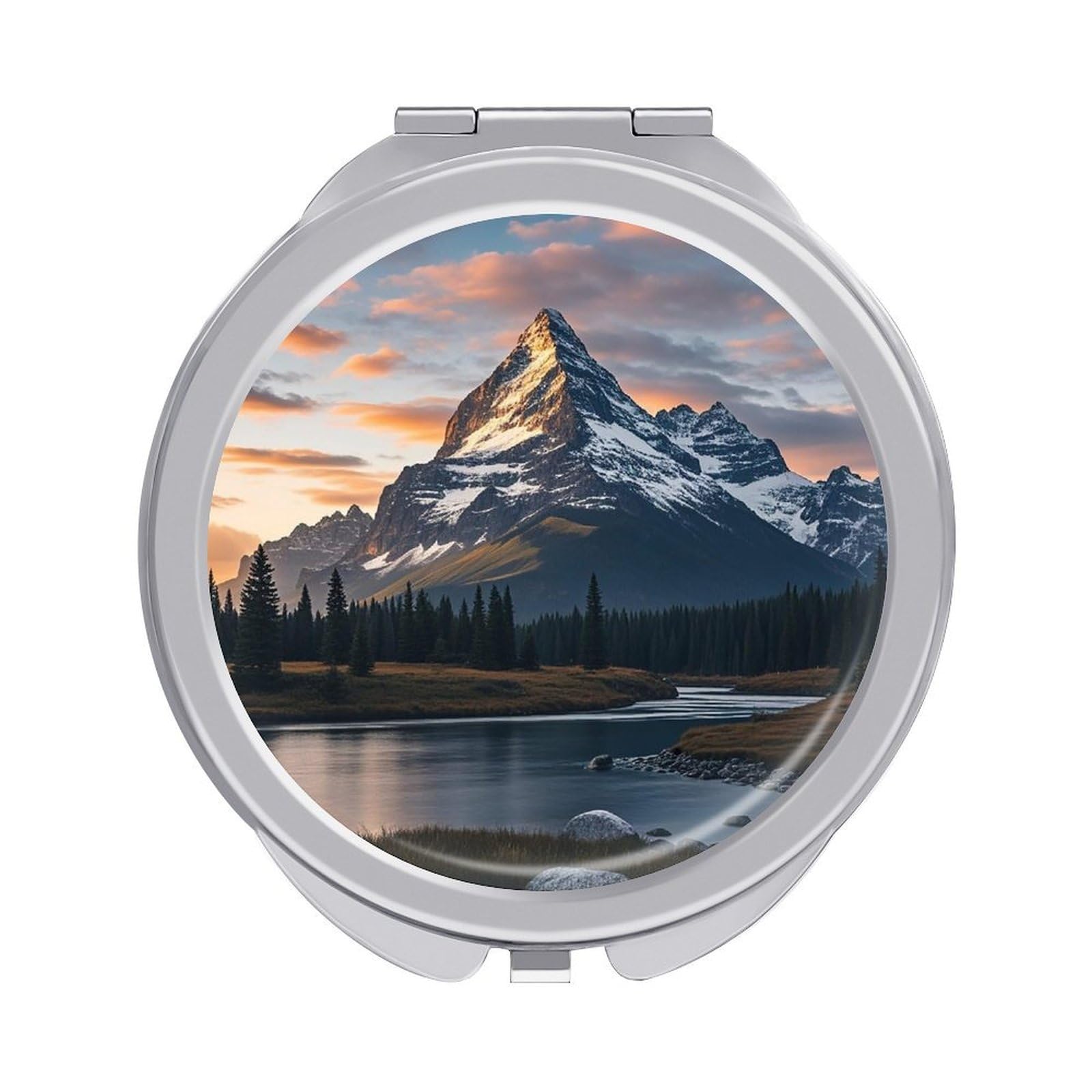 VstaDank Mount at Sunset Compact Mirror for Purses Round Fashion Travel Makeup Mirror 2X /1x Magnifying Double Sides Mini Mirrors Portable Pocket Mirrors for Handbag Purse Women Gift