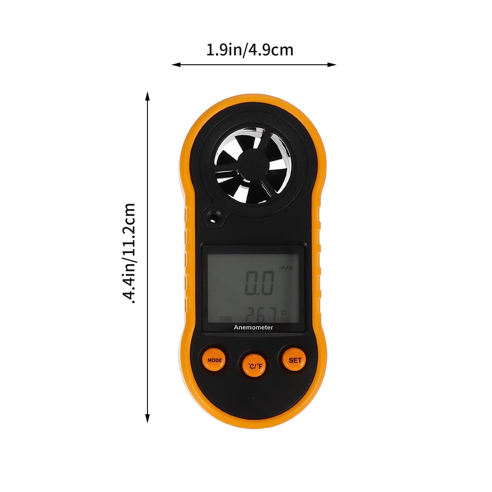 Abaodam Anémomètre Portable Numérique Léger en Plastique Mesure Précise Vitesse du Vent et Température 6 Pales pour Activités de Plein Air