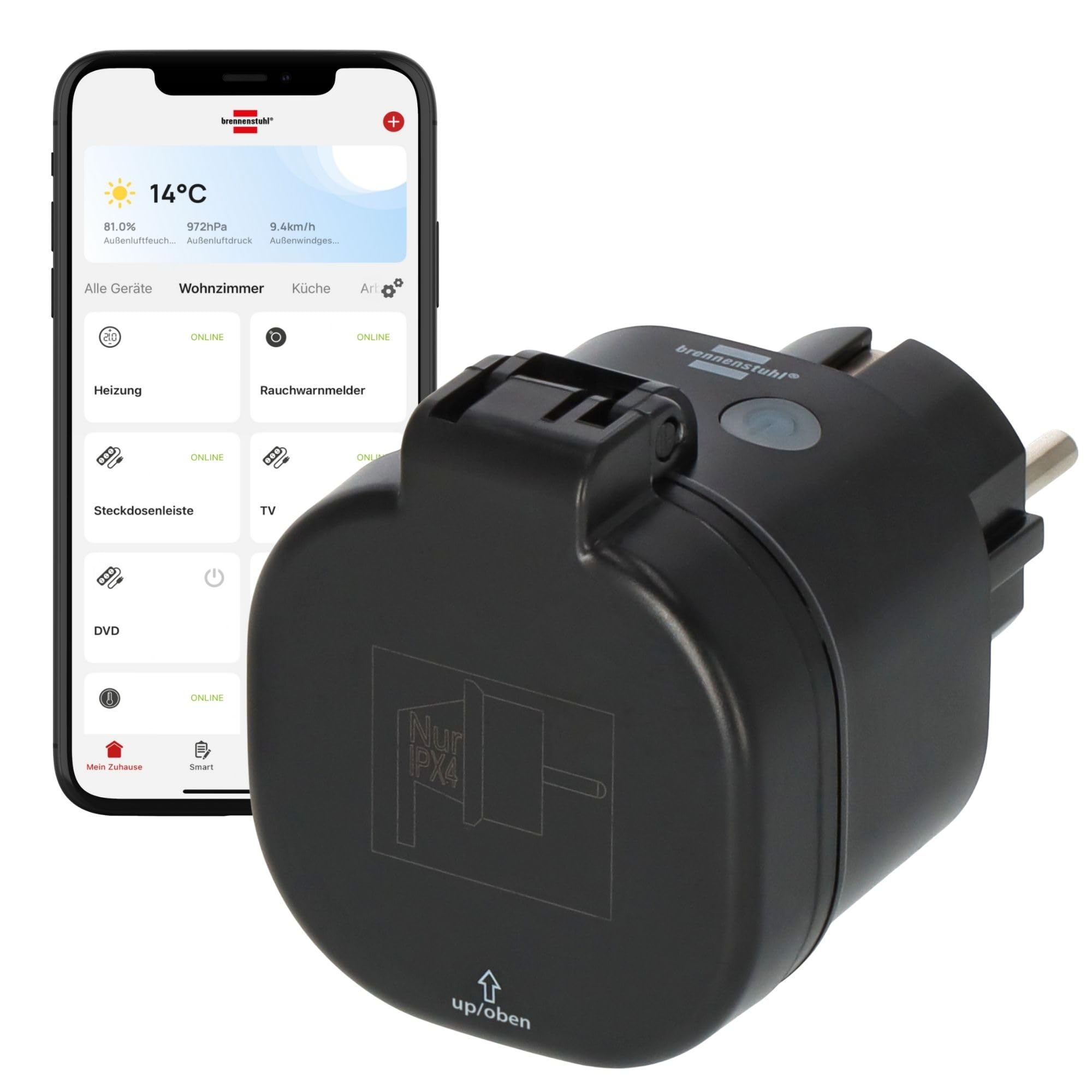 brennenstuhl®Connect smart plug met 433 MHz zender WA 3600 LRF01 433