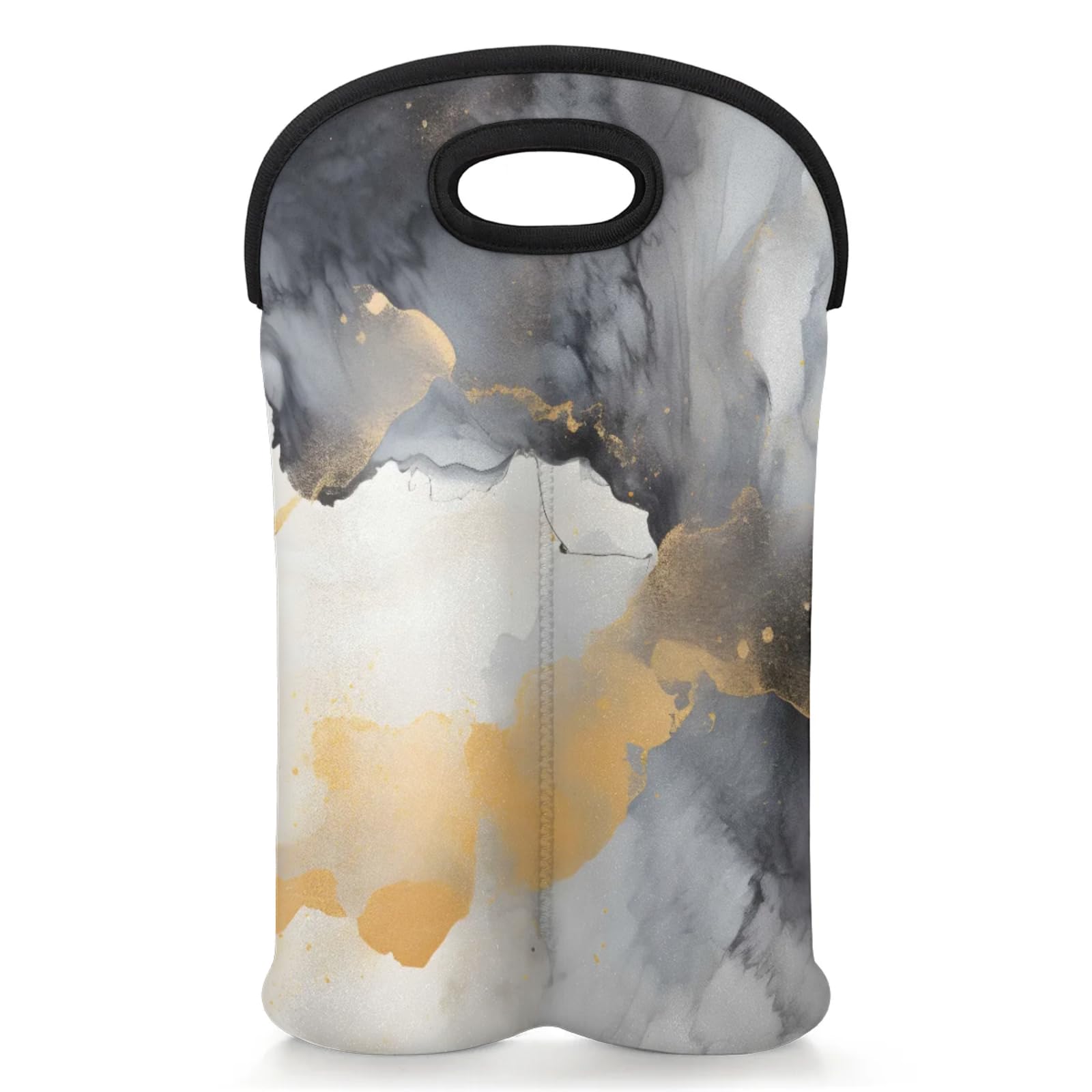 GzLeyigou 2 Bottles Grey Marble Texture Wine Bag Sleeve Totes Neoprene Protective Wine Carrier Bag for Wine,Water, Champagne, Beer, Baby Bottles,Gift 14.5 x 10 Inches