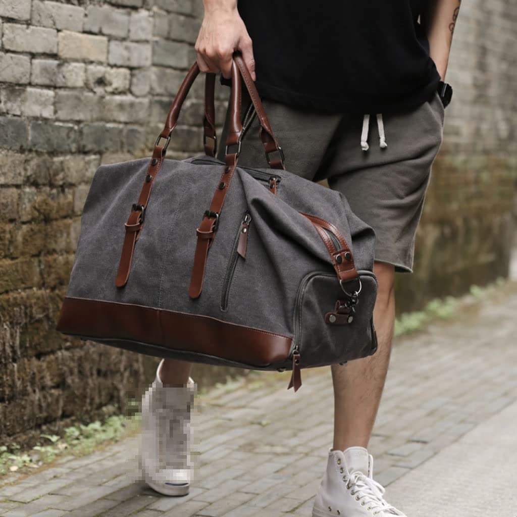 Bolsas de Lona de Viaje Equipaje Grande Hecho a Mano Bolsa de Lona Carryall Weekender Travel Overnight Gym Sports Carry On Duffel Bag para Hombres y Mujeres para Viajes Deportes Gimnasio