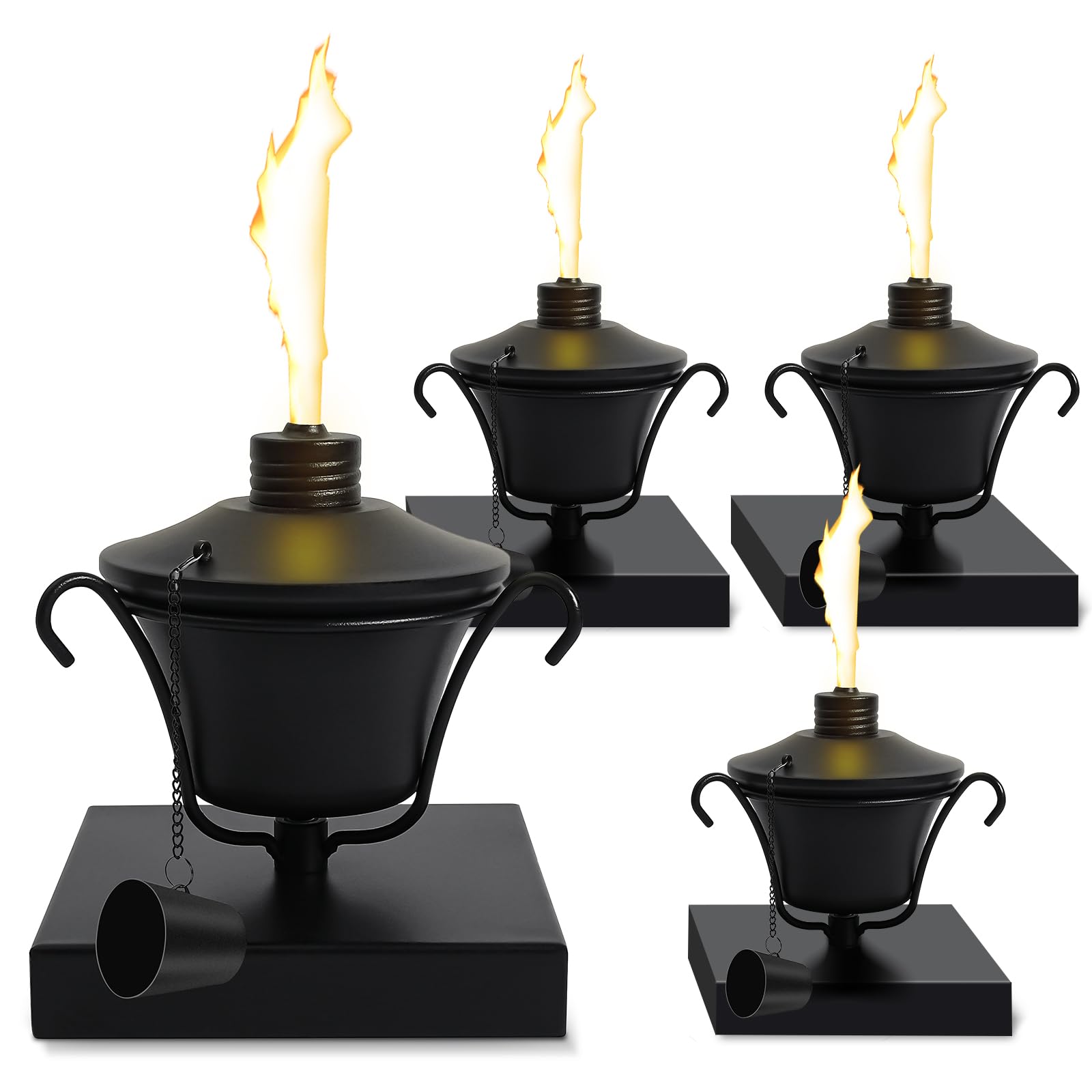 FALBAWR Outdoor Torch for 6x6 Fence Posts, 4 Pack Citronella Post Cap Torch, 14.5 oz Waterproof Metal Citronella Torch, Perfect for Garden, Patio, and