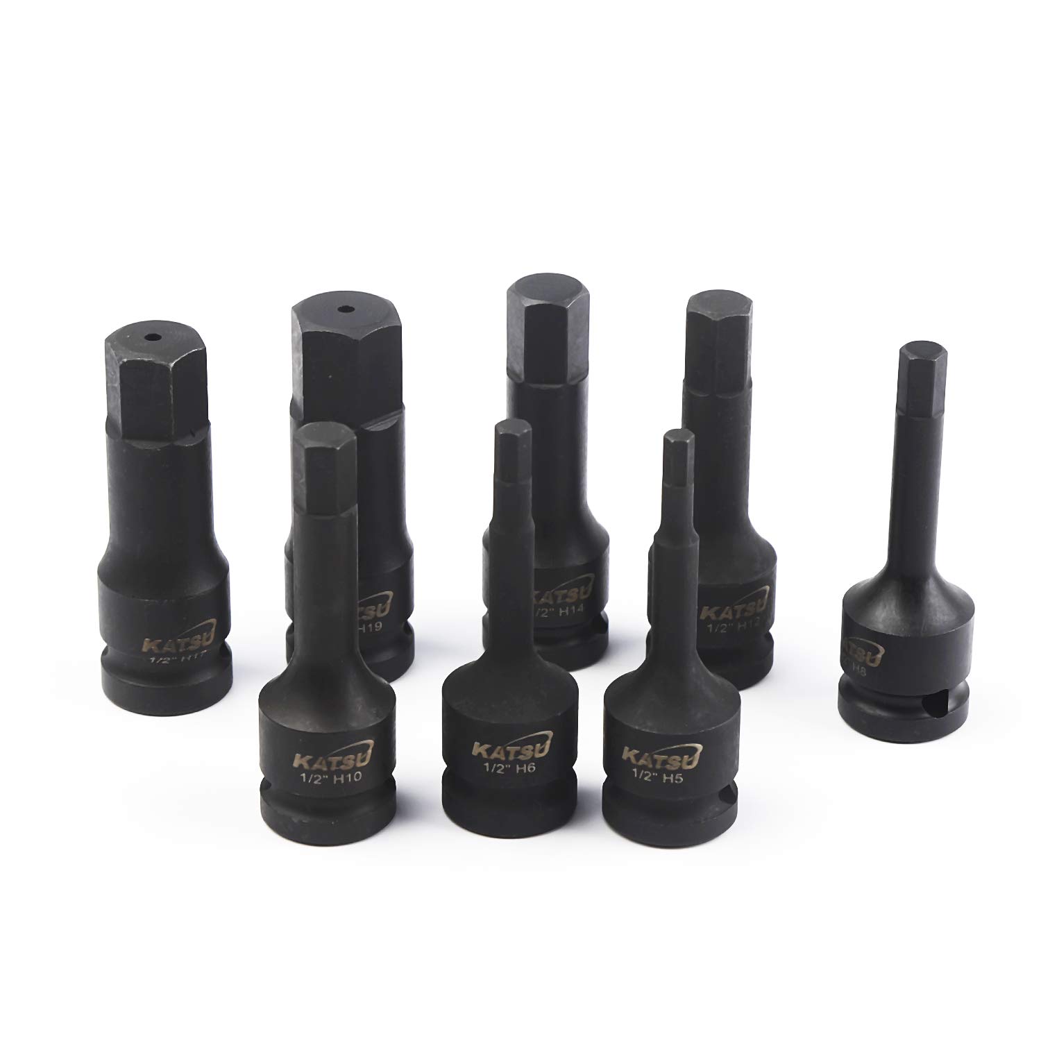 Jeu De 10 Douilles Longues à Choc 1/2'' - 5 à 19 Mm, Acier Chrome-molybdène Pour Voiture, Vélo, Bricolage