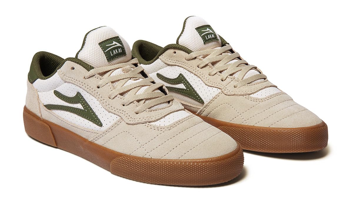 Lakai Men’s Cambridge Low-Top Skateboarding Shoes - Cream Suede, Size 9 US - Skate Shoes for Men with Cushion & Grip