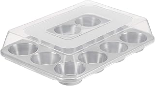 AmazonCommercial Aluminum Muffin Pan, 12 Cup with Lid