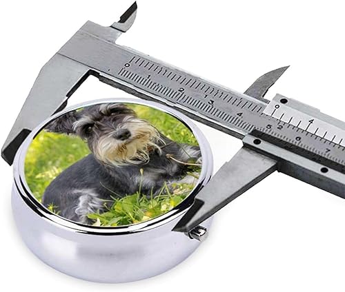 Miniatura 4 de Pastillero impreso Schnauzer en miniatura con 3 compartimentos, pastillero, organizador de píldoras, pastillero de viaje, bolsillo para vitaminas,