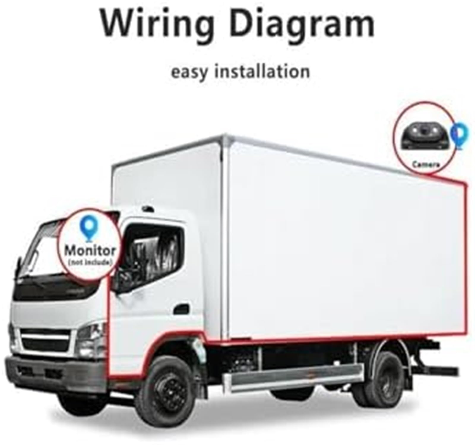 Tylna kamera samochodowa Kamera tylna Cvbs Ahd 1080P Samochód, dla monitorowania autobusów ciężarowych Night Vision Cofanie 12-24 V(BLACK AV)