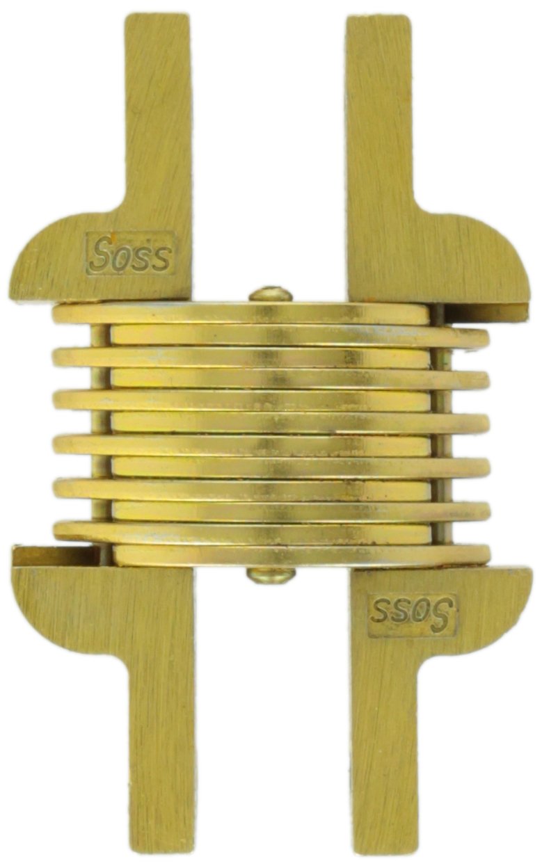 SOSS 106 Zinc Invisible Hinge with Holes for Metal Applications, Concealed Surface Mount, Satin Brass Exterior Finish (Pack of 2), Model Number: 106US4