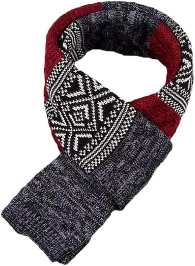Men's Winter Knitted Wool Scarf Warm Neckerchief Long Shawl Accessory