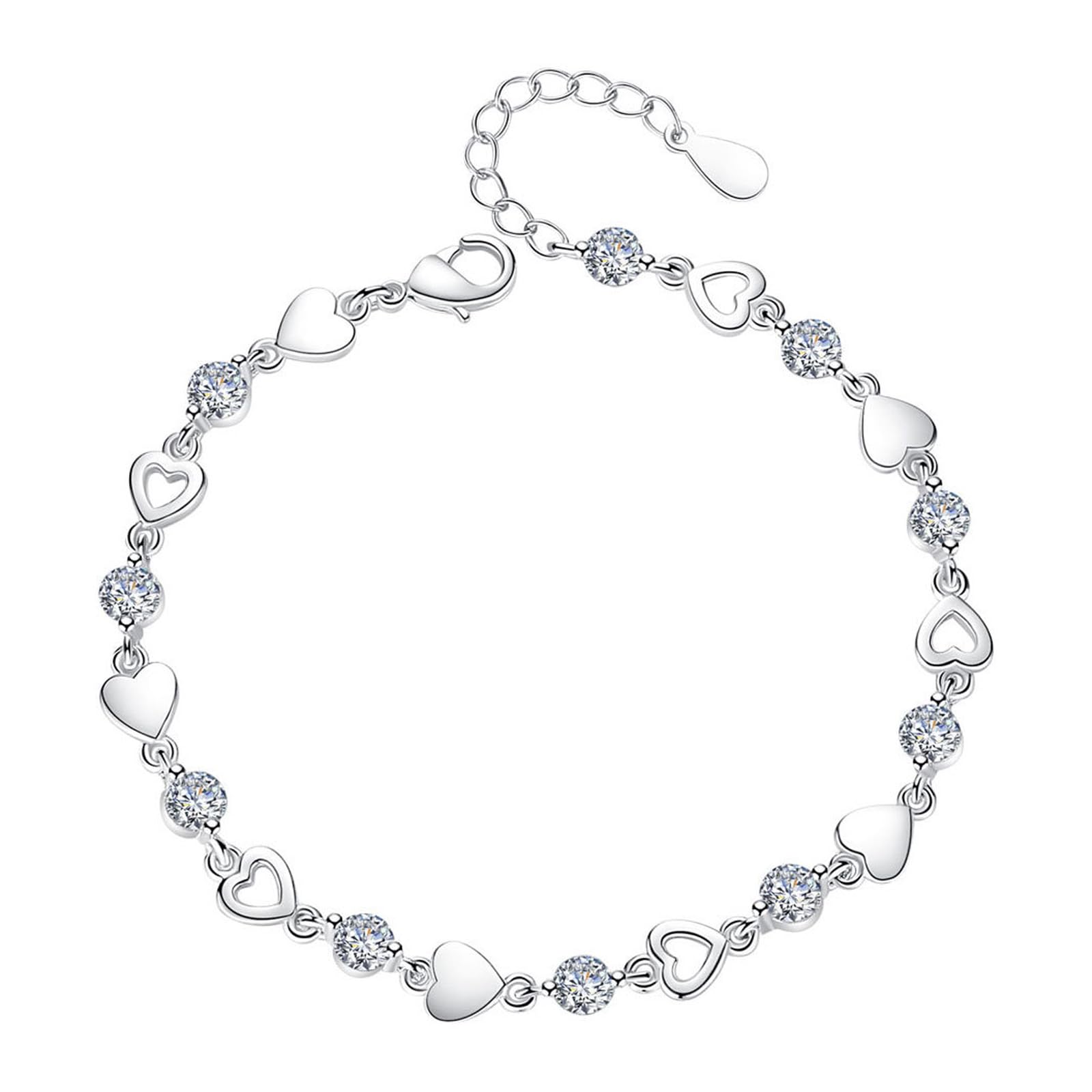 Braccialetto Donna del Cuore per Le Donne Gioielli Regolabili Carino Minimalista Regalo Trendy Fashion Accessory-Bianco