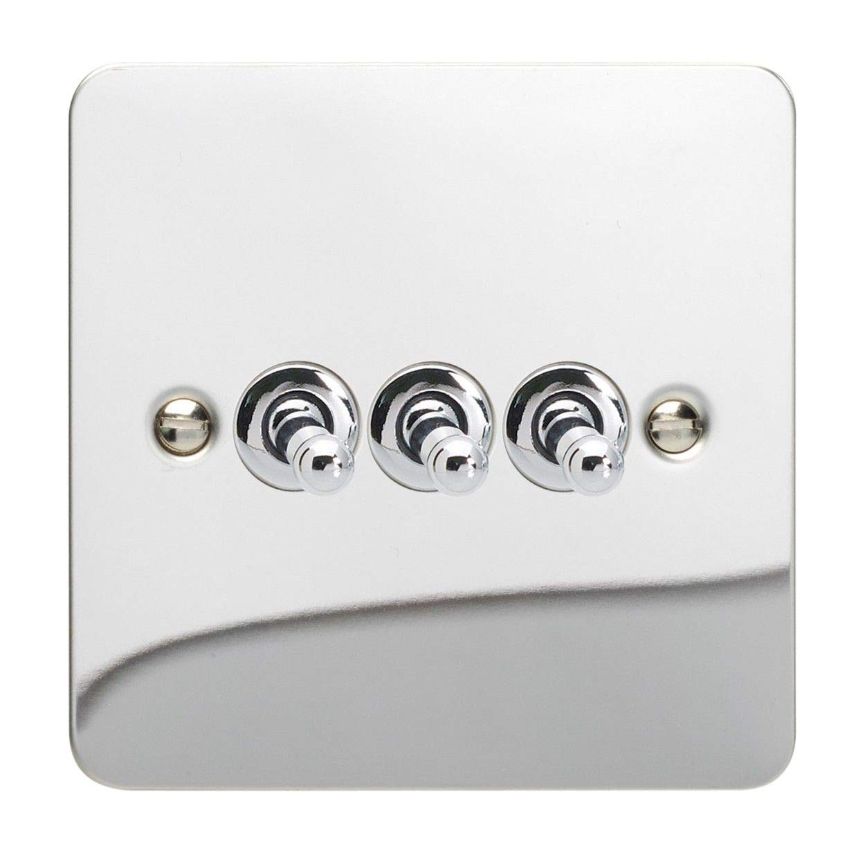 Varilight Polished Chrome 3-Gang 10A 1- Or 2-Way Toggle Switch