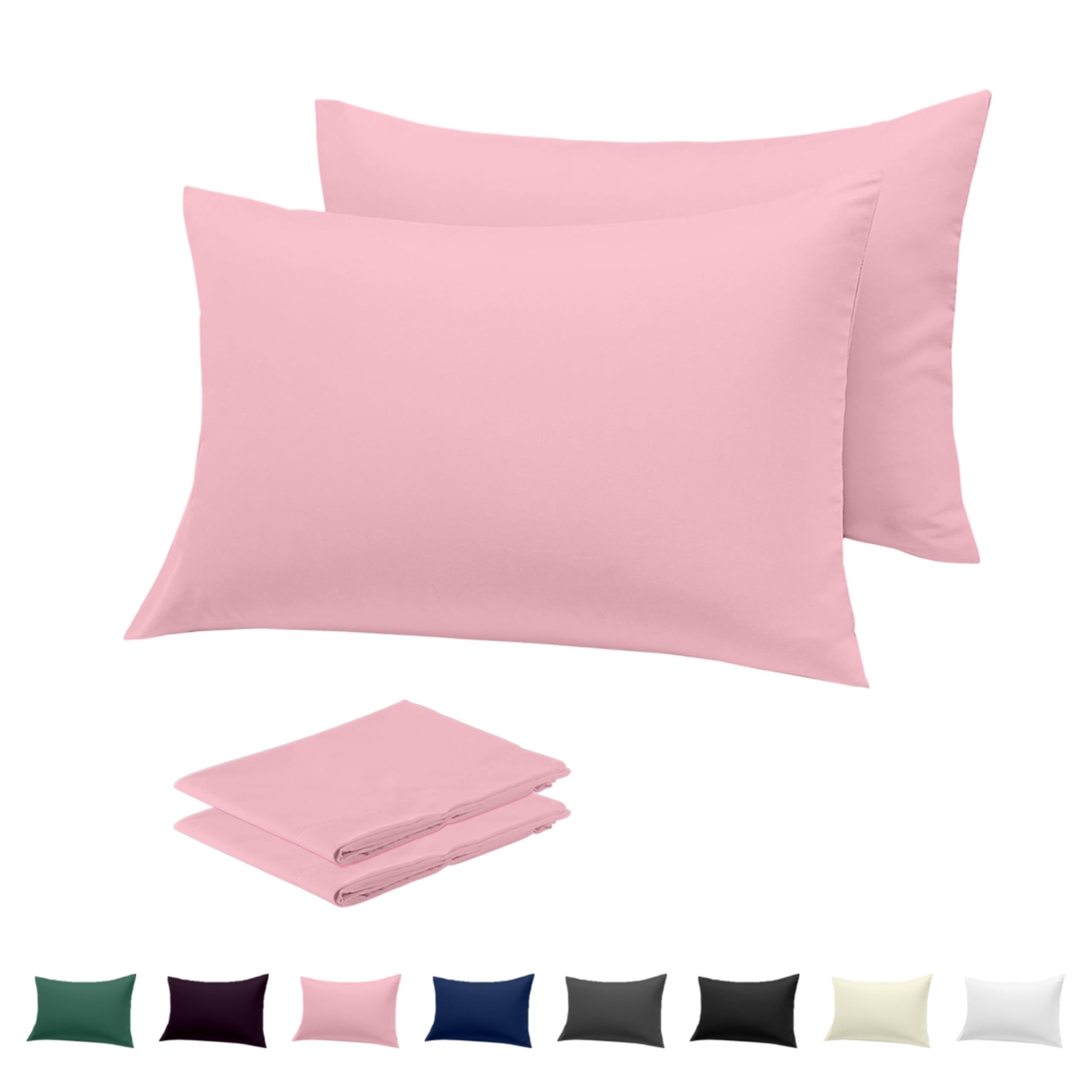 Rohi Pink Pillow Cases 2 Pack 100% Microfibre Pillowcases – Envelope Closure Standard Size 50 X 75 Cm Pillow Covers – Ultra Soft, Hypoallergenic & Durable Pillow Cases ( – 50 X 75 Cm)
