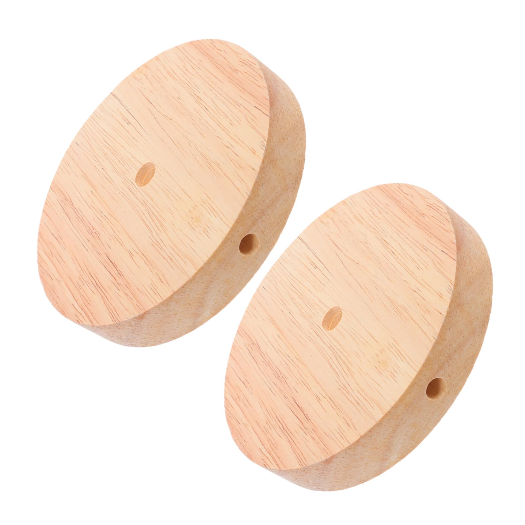 BCOATH 2pcs Led Lamp Display Stand Solid Wood Desk Lamp Base Round Light Stand Wooden Bedside Holder Replacement Circle for Desktop Lighting