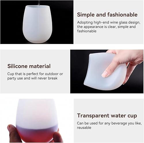 Miniatura 5 de 2 vasos de vino de silicona transparentes portátiles, vasos para beber de vidrio de silicona para acampar al aire libre