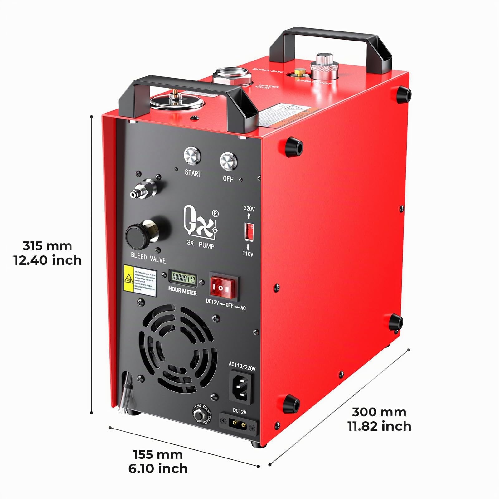 GX PUMP GX-E-CS4-I Tragbarer PCP kompressor, 350 W leistungsstarker Motor, max. 5800 Psi/400bar, eingebauter Heimkonverter, Wasser- und Lüfterkühlung, 5 Stunden kontinuierliche Arbeit, 12 V