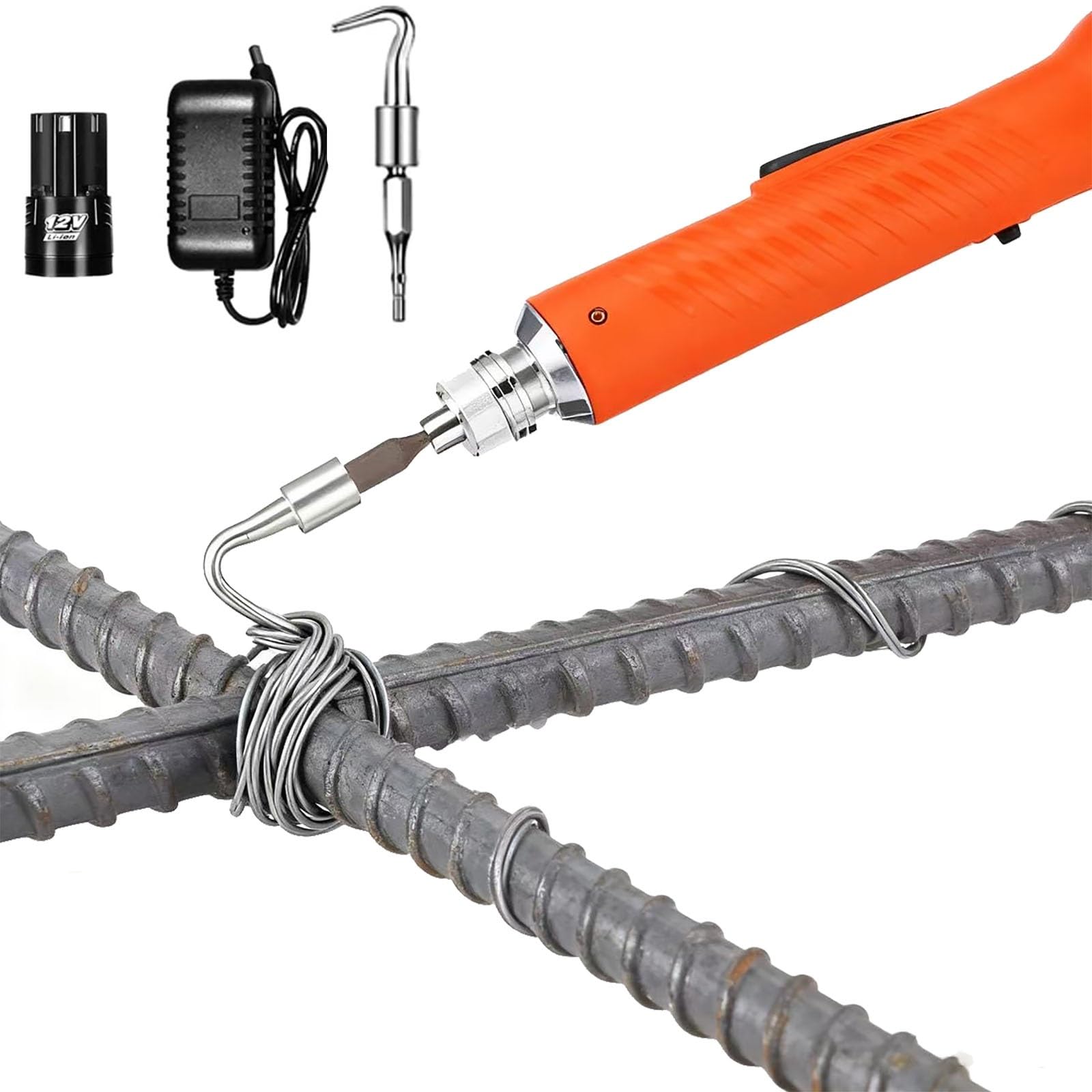 GYKOZY Amarradora De Alambre,Automatic Rebar Tie Wire Twister,Electric Rebar Tying Machine with 6000mAh Battery, Works 8-10 Hours for Wires & Rebar Ties