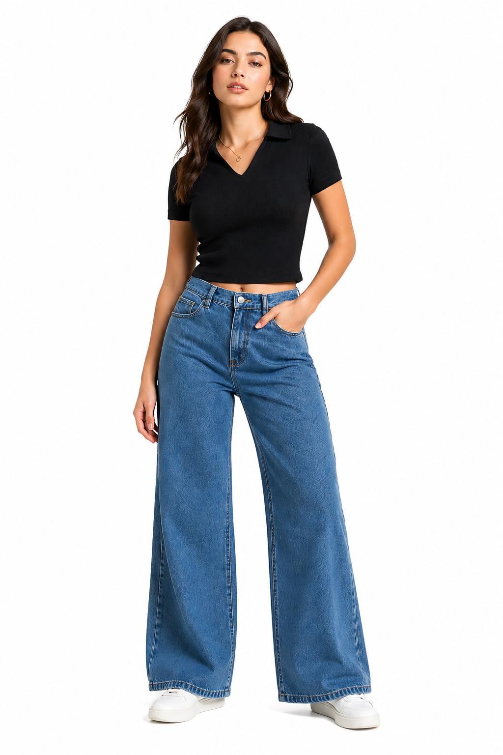 Women’s Ribbed Polo Neck Crop Top for Women | Slim Fit Stretchy Half Sleeve Casual Top | Soft Summer Fashion Top-picture-23