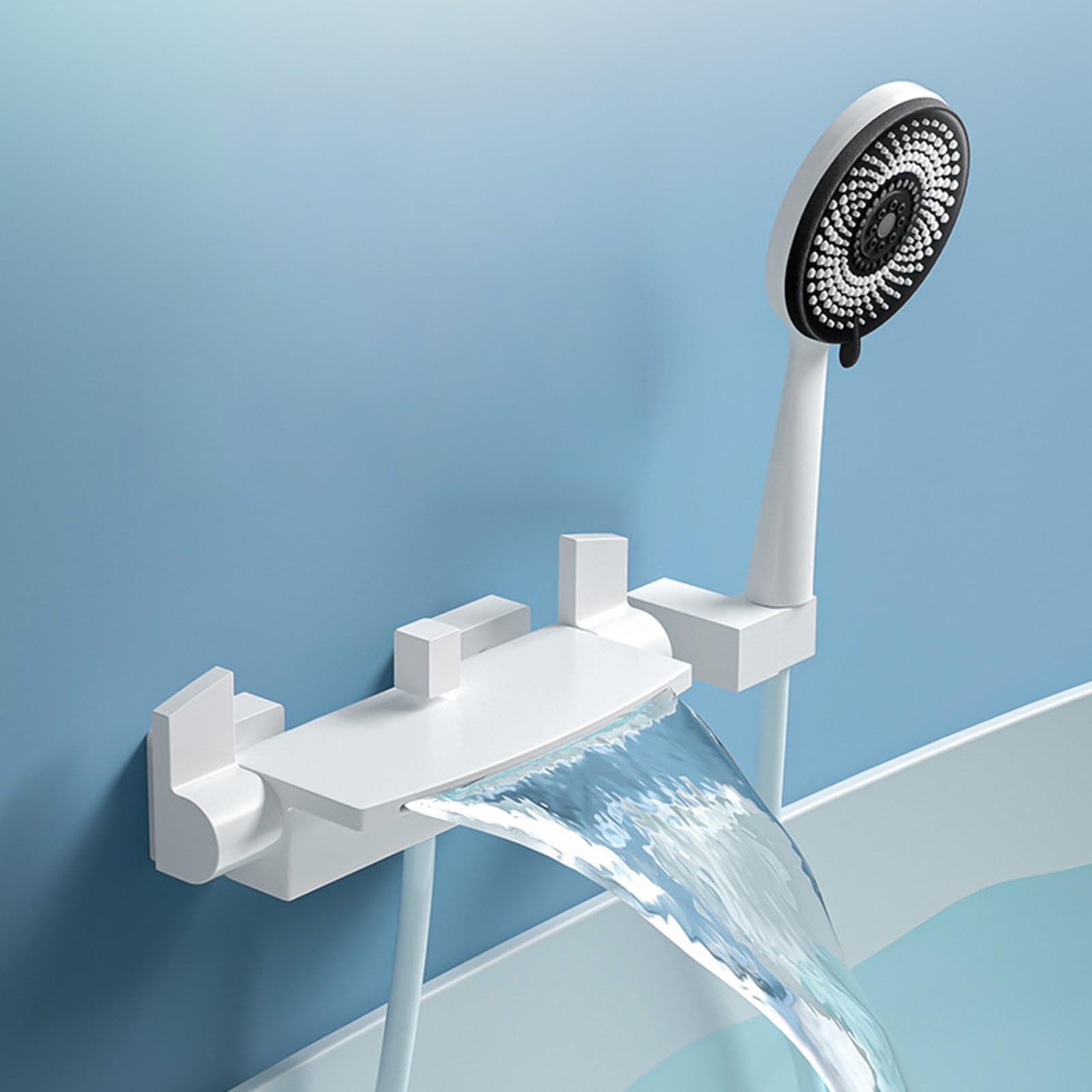 Mitigeur lavabo cascade blanc pour créer un espace spa à la maison