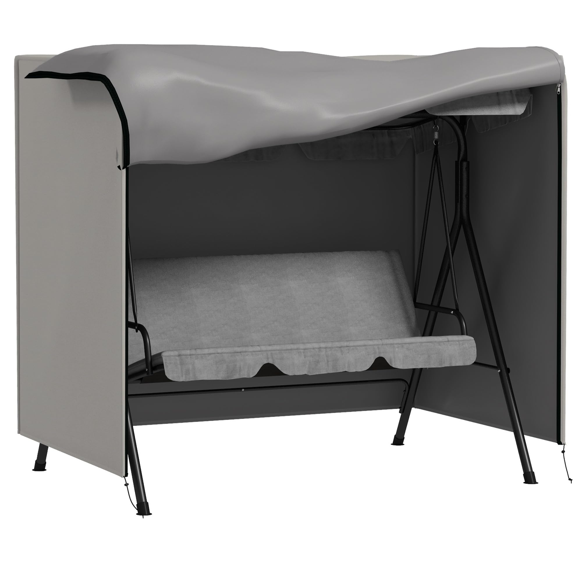 Outsunny 3 Seater 600D Oxford Patio Swing Chair Cover Outdoor Garden Furniture Rain Protection Protector Waterproof Anti-UV, 177 x 114 x 152cm, Light Grey