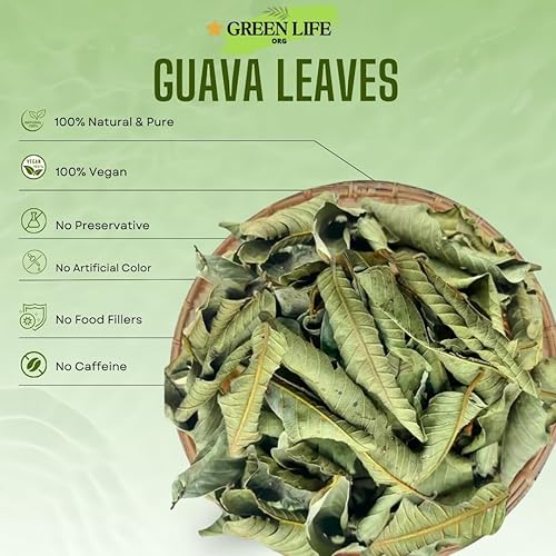 Miniatura 5 de Té de hojas de guayaba verde, 100% natural y pures (2.75 onzas). Té de hierbas de guayaba de hojas sueltas sin azúcar, sin cafeína, sin gluten,