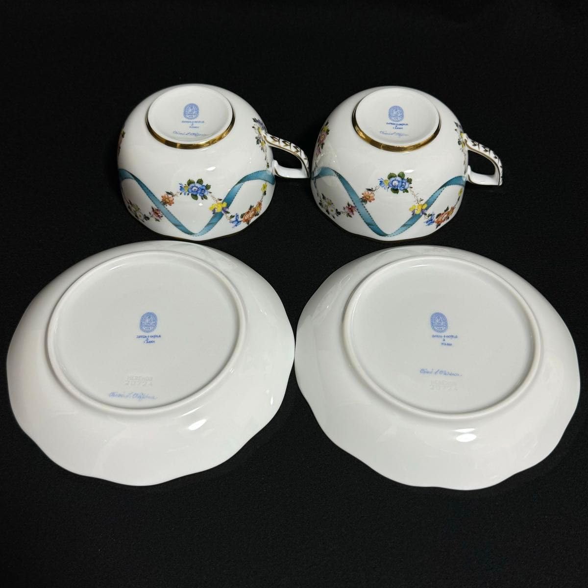 Amazon.co.jp: ヘレンド フラワーリボン ブルー カップ＆ソーサー 2客