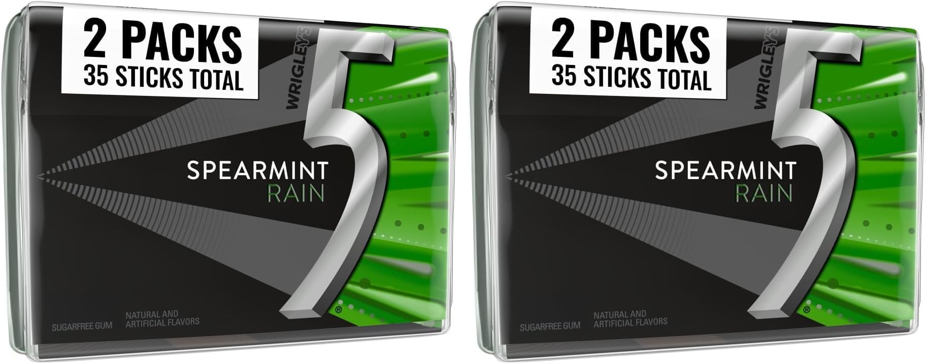 5 GUM Spearmint Rain Sugar Free Chewing Gum, 35 Stick Pack (Pack of 2)