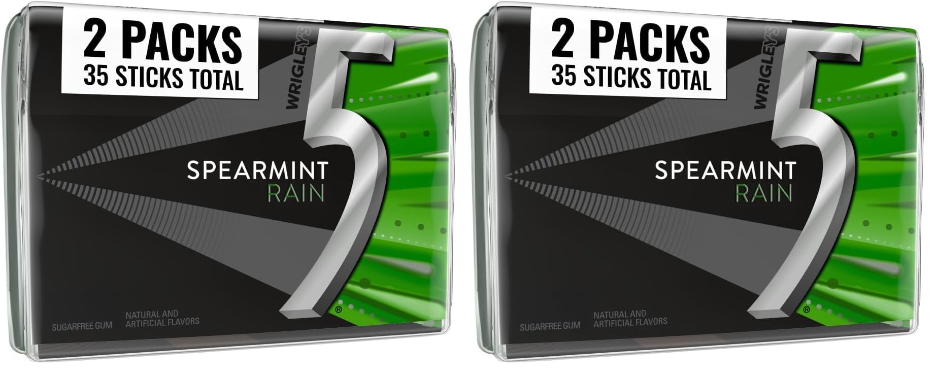 5 GUM Spearmint Rain Sugar Free Chewing Gum, 35 Stick Pack (Pack of 2)