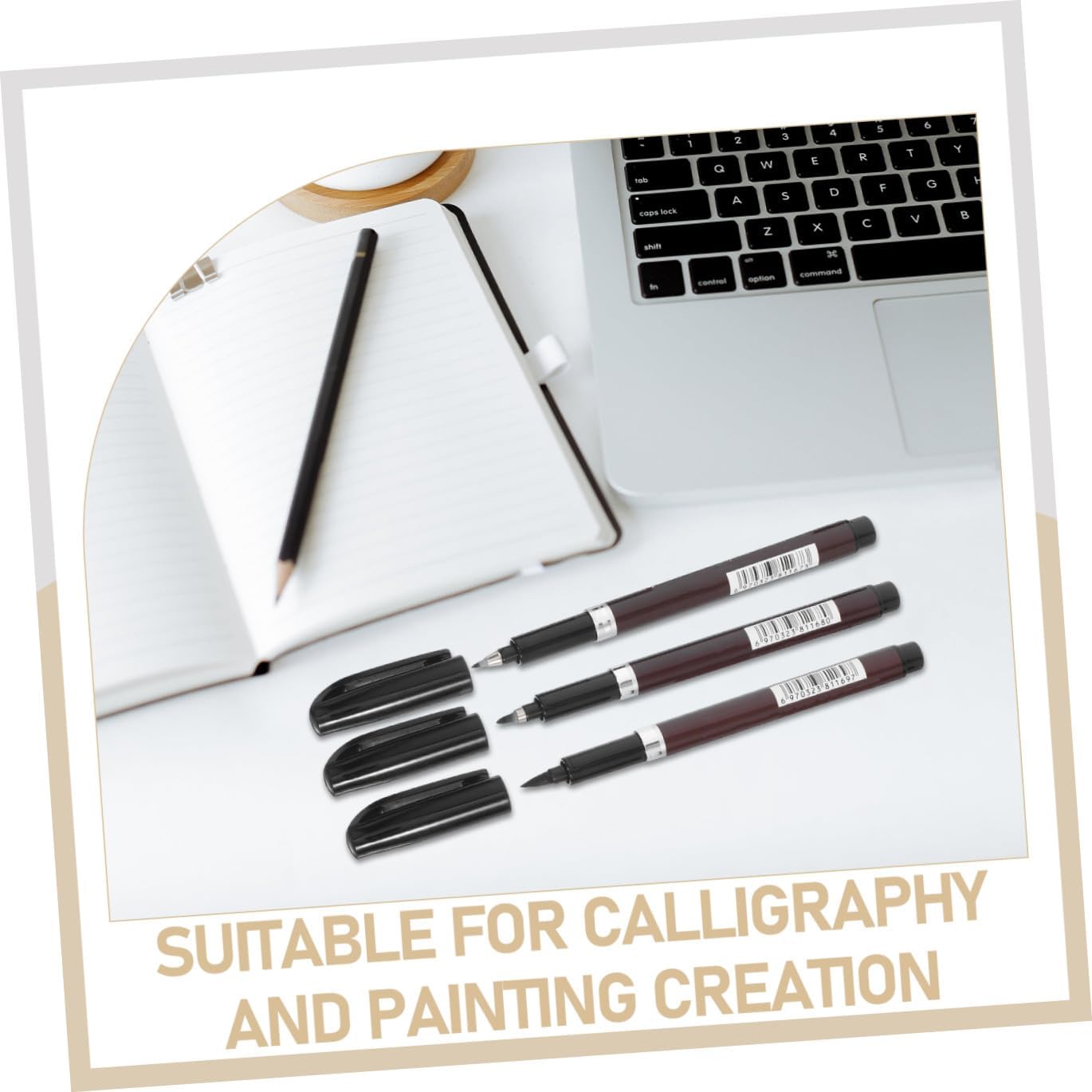 NUOBESTY 6pcs Calligraphy Brush Refillable Chinese Japanese Sumi Pens for Beginners Professional Writing and Drawing for Water Ink Painting and Lettering