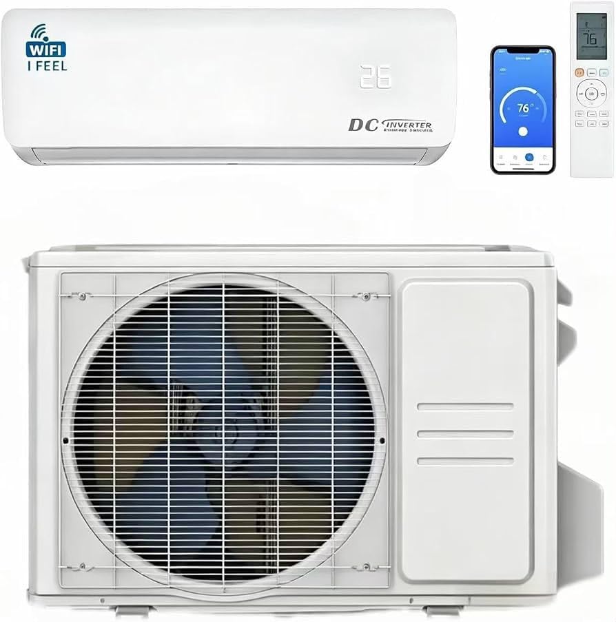 18000 BTU Air Conditioner Wall Split Wi Fi 5 In 1 Air Cooler Heater Dehumidifier Air Purifier Fan With Heat Pump Remote Control App Control 5.3 kW A++ Rating Pre Gassed