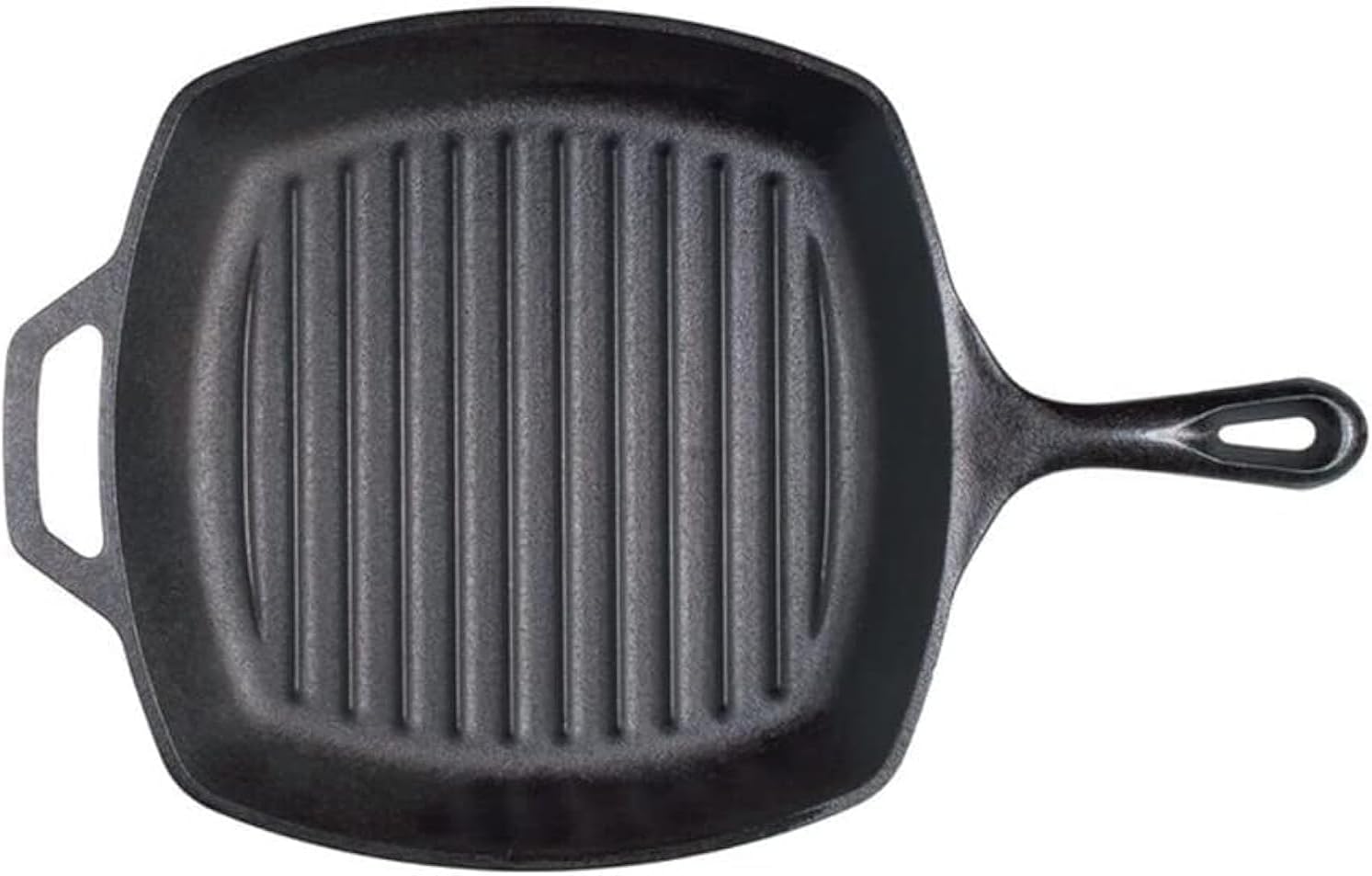 Pre-Seasoned Cast Iron Grill Pan,10.5 Inch, BlackPre-Seasoned Skillet/Grilling Pan, Black, Round, Cast Iron,Barbecues/Campfires,Induction,Electric And Gas Cooktops(With silicone handler)