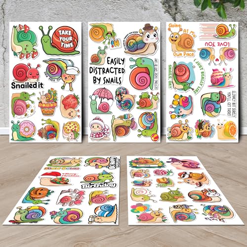 Image of Snail Stickers 50 Pieces Vinyl Waterproof Decal for Laptop Water Bottle Phone Car Window Bike Motorcycle Stakeboard Scrapbook Snails Sticker Gifts for Kid Teen Adult