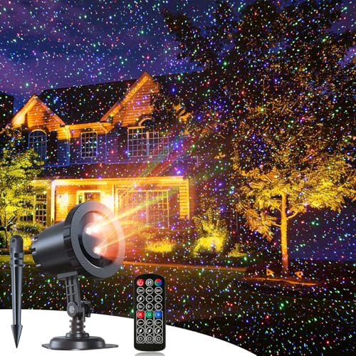 Minetom Outdoor Christmas Laser Lights with Remote, Moving RGB Christmas