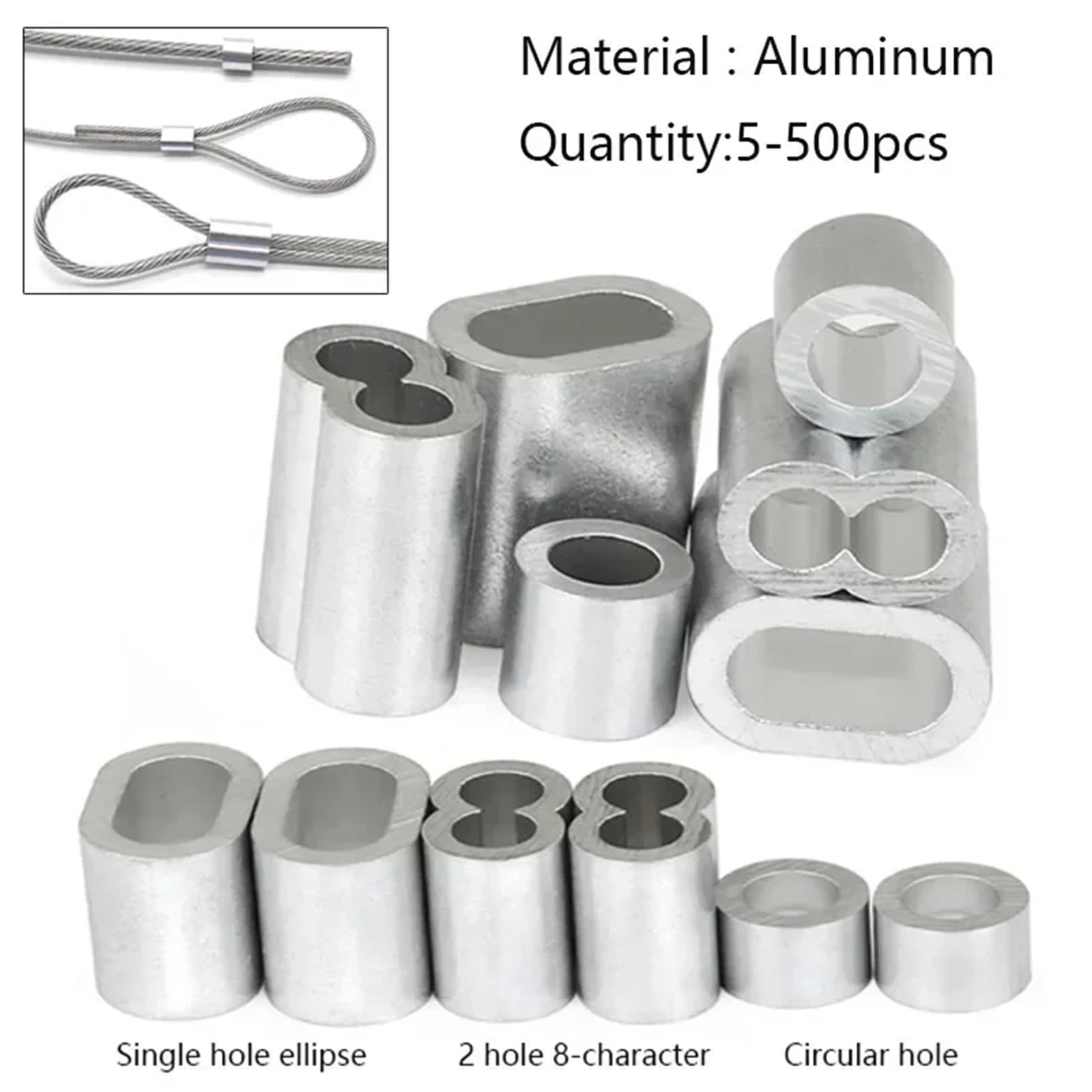 Anello a crimpare in alluminio, Manicotti a crimpare for cavi in ​​alluminio Confezione da 5-500 pezzi M0.5-M12 for funi metalliche e(M3 200pcs Two hole)