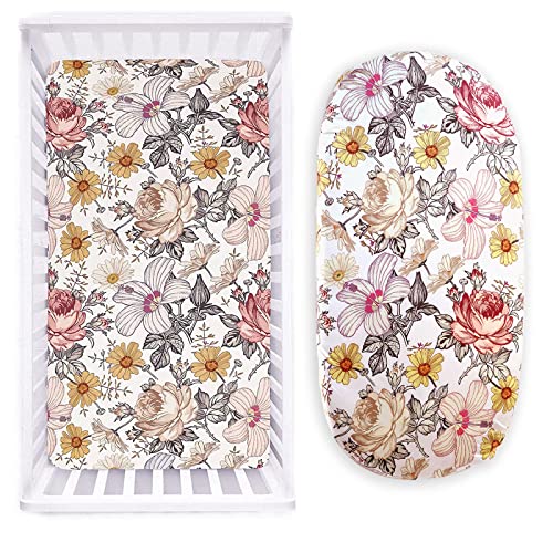 Image of Floral Crib Sheet and Floral Bassinet Sheet
