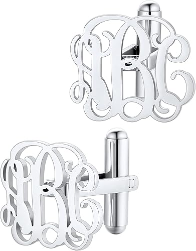 Supcare Gemelos para hombre, gemelos personalizados para fotosiniciales para hombres, papá, padre, novio, marido, joyería de boda (con paquete de