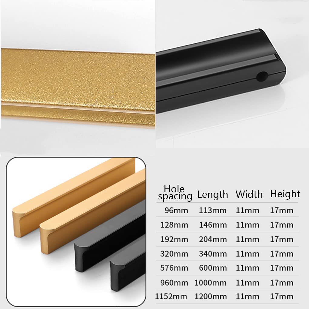 RajoNN 2 Tiradores Redondos en Forma de T para Puerta de Cocina, de aleación de Aluminio, para cajones, Color Negro (HD 320 mm)
