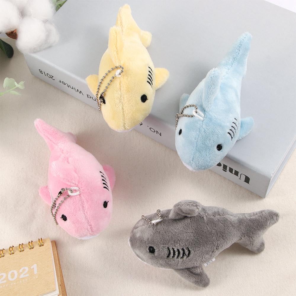 Kopida 4PCS Cute Plush Shark Keychain Pendants Cartoon Plush Stuffed Ocean Animal Pendant Keyring Mini Shark Key Chain Backpack Decoration Pendant Ornament - Image 3
