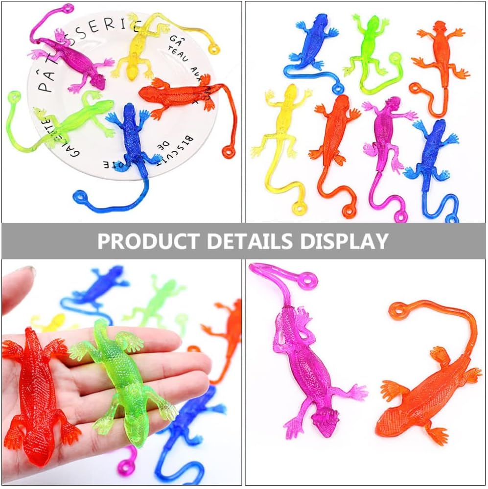 NUOBESTY 15Pcs Sticky Gecko Toys Stretchy Lizards Party Favors Goodie Bags Filler Funny Mini TPR Lizard Toys for Kids Classroom Rewards