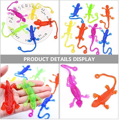 Miniatura 7 de NUOBESTY 15 piezas de juguetes pegajosos Gecko elásticos lagartos recuerdos de fiesta bolsas de regalo, relleno divertido mini TPR lagarto juguetes