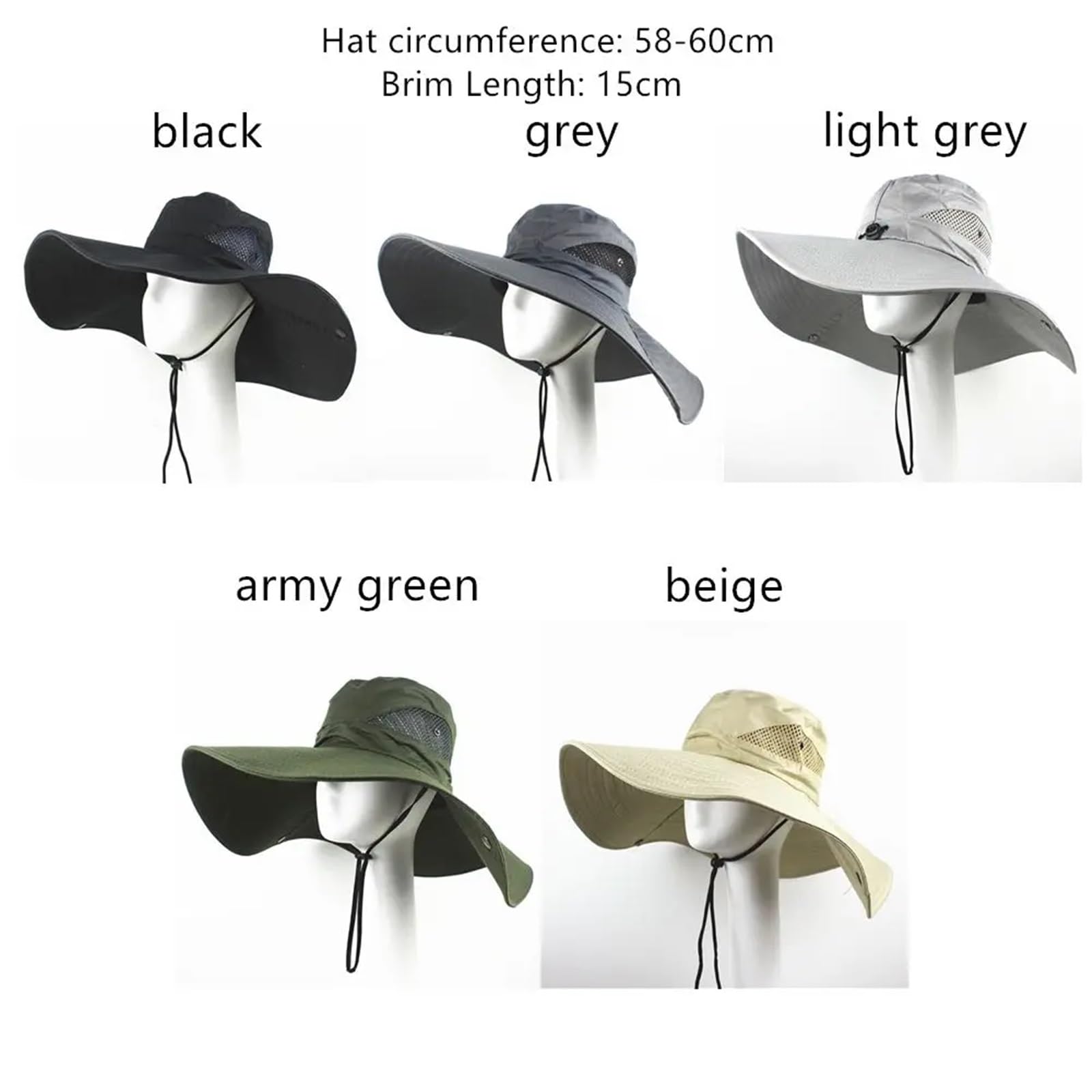 Cappello da Sole Cappello Largo da Uomo e Donna, Berretto da Pesca Estiva, Protezione Solare UV per Trekking Camminata(Light Gray)