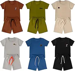 Conjunto Verão Infantil Liso Para Meninos em Algodão, Roupas de Verão Leves e Fresquinhas, Moda Infantil Masculina para Escola, Passeio e Dia a Dia - 1 a 8 Anos
