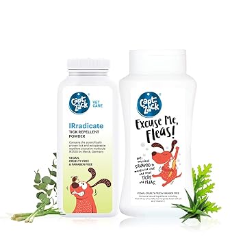 Captain Zack Excuse Me, Fleas! Anti-Microbial & pH Balanced Dog Shampoo | Protects Against Ticks, Fleas & Lice (Flea Shampoo + Tick Powder)