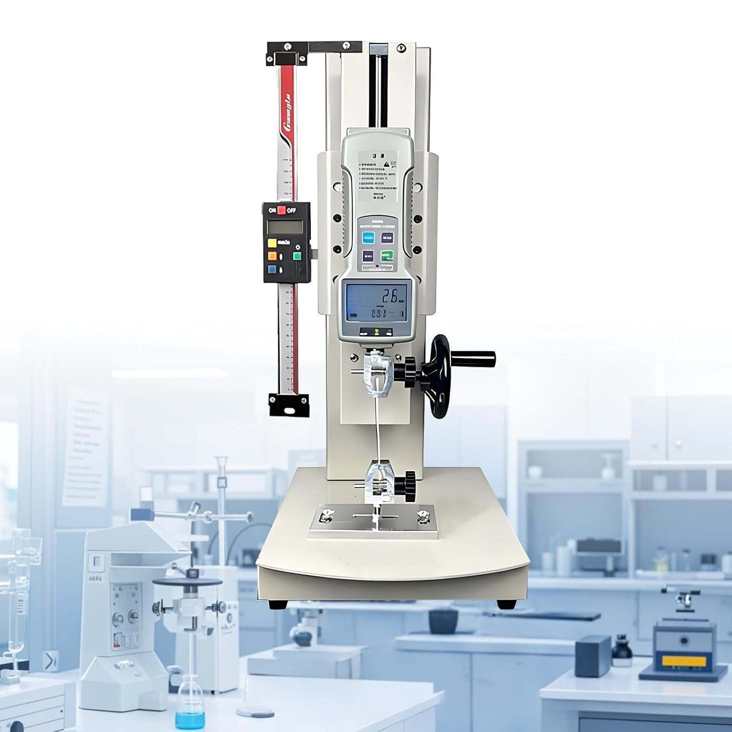 10-2000N Digital Pull Force Tester, Push Pull Gauge with Force Gauge Stand Wheel-Operated Manual Push Pull Test Stand with USB, Error 0.5%, Stroke 270mm, Clamping Thickness 0 to 8 mm Withruler-500N