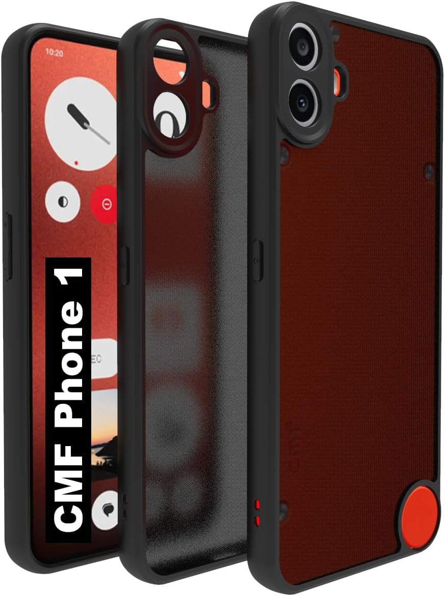 RIGGEAR Shockproof Sleek Hybrid Armor Back Cover Case Compatible with CMF Phone 1 /CMF by Nothing Phone 1 (Smoke Black Matte PC + Black TPU Bumper)